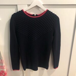 Talbots Petite Navy Sweater with Pink Trim